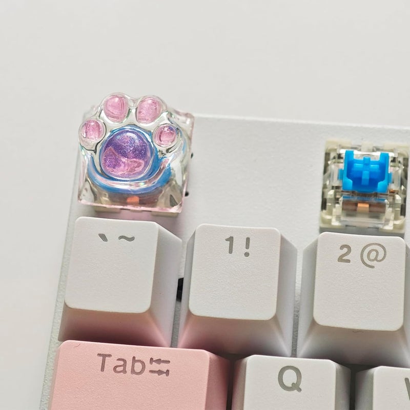 Elacgap Cat Claw Keycap Cute Drip Glue Backlight Keycaps DIY ESC Arrow Key Keycap Replacement for Cherry MX Gaming Mechanical Keyboard (Pink Transparent) - Image 4